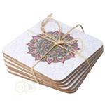 Mandala onderzetters paars set van 6