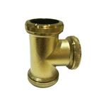 Koppel T Stuk Wiesbaden 32mm tbv Vloerbuis Geborsteld Messing Goud