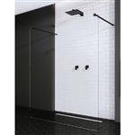 AQS Vrijstaande Inloopdouche Pro Line Helder Glas met Twee Stabilisatiestangen Mat Zwart (13 variant