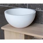 Fontein Luca Sanitair Rond 24x24x12cm Solid Surface Mat Wit Geen Kraangat