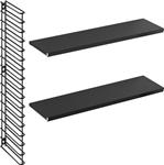 Tomado - Wandrek uitbreidingsset - Boekenrek - 1 zwart rek, 2 zwarte planken