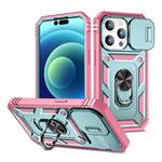 Armor Hoesje voor iPhone 15 Plus - met Kickstand en Camera Slide - Magneet Grip Cover - Roze-Groen