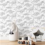 Behang - Dino White - 2,8 m rol Dino White 2,8m