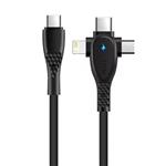 3 in 1 USB-C Oplaadkabel - iPhone Lightning / USB-C / Micro-USB - 1.5 Meter Oplader Data Kabel - Zwa