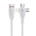3 in 1 USB Oplaadkabel - iPhone Lightning / USB-C / Micro-USB - 1.5 Meter Oplader Data Kabel - Wit
