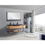 Badkamermeubel Casajoy New York 120x46x50cm Eiken Met Zwart RVS Frame