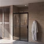 Douchedeur Boss & Wessing Black Edition Frame Softclose Links 130x200 cm Helder Glas Zwart