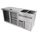 Bar toonbank met 2 compartimenten, afdruiprek + rooster, 2 spoelbakken rechts. | Diamond | KBR/22D