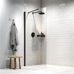 Inloopdouche Sealskin Hooked Type A3 75x200 cm, 6 mm Helder Veiligheidsglas met Antikalklaag Mat Zwa