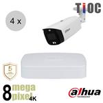 Dahua 4K IP cameraset - TiOC - 4 bullet camera's - actieve afschrikking - 2.8mm - 30m - ips48db3
