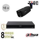 Dahua 4K IP cameraset - TiOC - 16 bullet camera's - actieve afschrikking - 2.8mm - 30m - ips168db4