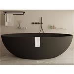 Vrijstaand Ligbad Ideavit Solid Ellipse 180x88x55 cm Met Pop-up Waste Mat Zwart