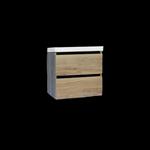 Onderkast Sanilux Trendline Met Greeplijst Mat Zwart 60x47x52 Cm Naturel Oak