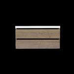Onderkast Sanilux Trendline Met Greeplijst Mat Zwart 100x47x52 cm Tabak Oak