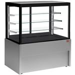 Panoramische gekoelde uitstaltoonbank, geventileerd, 4 niveaus, zonder reserve - grijs | Diamond | C