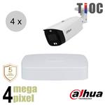 Dahua 4MP IP cameraset - TiOC - 4 bullet camera's - actieve afschrikking - motorzoom - 40m - ips44db