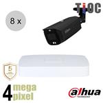 Dahua 4MP IP cameraset - TiOC - 8 bullet camera's - actieve afschrikking - motorzoom - 40m - ips84db