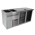 Bar toonbank met 2 compartimenten, afdruiprek + rooster, 2 spoelbakken links. | Diamond | KBR/22G