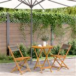 vidaXL 3-delige Bistroset polypropeen en massief hout grijs