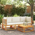 vidaXL 3-delige Loungeset met kussens massief acaciahout