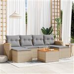vidaXL 7-delige Loungeset met kussens poly rattan gemengd beige