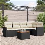 vidaXL 6-delige Loungeset met kussens poly rattan zwart