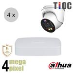 Dahua 4MP IP cameraset - TiOC - 4 turret dome camera's - actieve afschrikking - motorzoom - 40m - ip