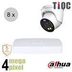 Dahua 4MP IP cameraset - TiOC - 8 turret dome camera's - actieve afschrikking - motorzoom - 40m - ip