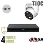 Dahua 4MP IP cameraset - TiOC - 16 turret dome camera's - actieve afschrikking - motorzoom - 40m - i
