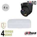 Dahua 4MP IP cameraset - TiOC - 4 turret dome camera's - actieve afschrikking - motorzoom - 40m - ip