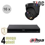 Dahua 4MP IP cameraset - TiOC - 16 turret dome camera's - actieve afschrikking - motorzoom - 40m - i