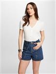 Jumper V-neck short Sleeves 242-Mulyss Off White