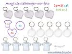 Sleutelhanger foto transparant DIY combi set (15 st.)
