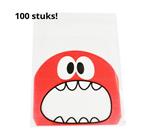 Tanden zakjes 100 st. Rood monstertje