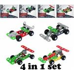 Bouw je eigen metalen raceauto's (set van 4 verschillende)
