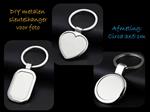 Sleutelhanger foto metaal DIY set hart, ovaal, rechthoek  (3 st.)