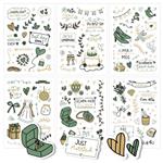 Stickers huwelijk / trouwen - groen/goud (6 vellen)