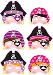 Maskers piraat meisje (6 stuks)
