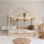 Stapelbedhuis met een lade- naturel 190x90cm Naturel met lade