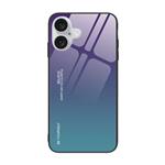 iPhone 14 Pro Max Hoesje Gradient - TPU en 9H Glas - Shockproof Glossy Case Cover - Paars-Blauw