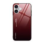 iPhone 15 Pro Hoesje Gradient - TPU en 9H Glas - Shockproof Glossy Case Cover - Rood