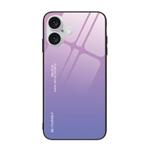iPhone 15 Hoesje Gradient - TPU en 9H Glas - Shockproof Glossy Case Cover - Roze-Paars