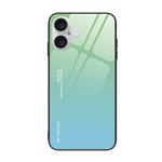 iPhone 13 Pro Max Hoesje Gradient - TPU en 9H Glas - Shockproof Glossy Case Cover - Groen-Blauw
