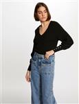 Long-sleeved jumper V-neck 242-Mpanda Black