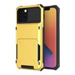 Kaarthouder Hoesje voor iPhone 16 - Wallet Card Slot Portemonnee Flip Cover Case - Geel