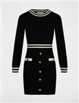 Fitted jumper dress with buttons 241-Rmva Black