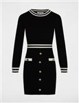 Fitted jumper dress with buttons 241-Rmva Black