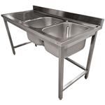 Rvs spoeltafel eco met 2 kuipen en links druipvlak, zonder onderblad | Diamond | WR-C2E1-6G