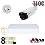 Dahua 4K IP cameraset - TiOC - 8 bullet camera's - actieve afschrikking - motorzoom - 40m - ips88dbm