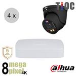 Dahua 4K IP cameraset - TiOC - 4 turret dome camera's - actieve afschrikking - motorzoom - 40m - ips